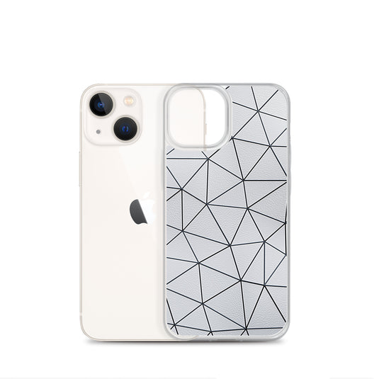 Black Polygon White Leather iPhone Clear Thin Case CREATIVETECH