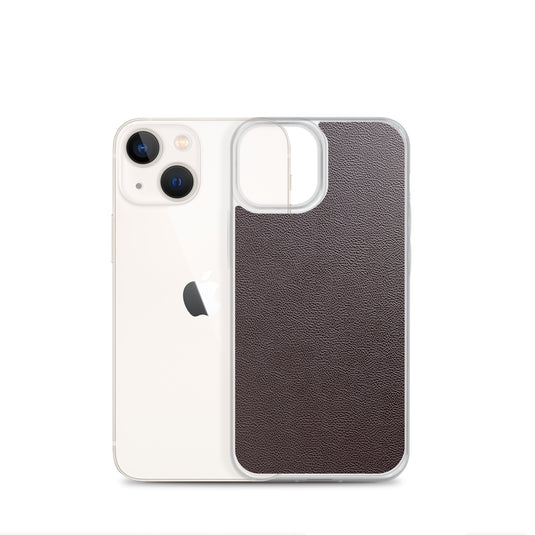 Dark Brown Leather iPhone Clear Thin Case CREATIVETECH
