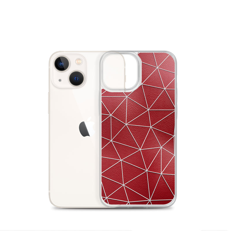 Load image into Gallery viewer, White Polygon Red Leather iPhone Clear Thin Case CREATIVETECH
