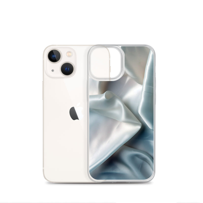 Load image into Gallery viewer, White Satin Pearl Cloth iPhone Clear Thin Case CREATIVETECH
