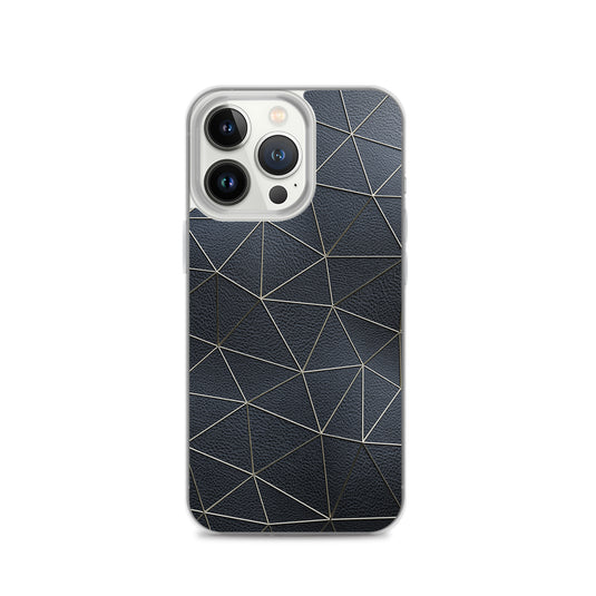 Golden Polygon Black Leather iPhone Clear Thin Case CREATIVETECH