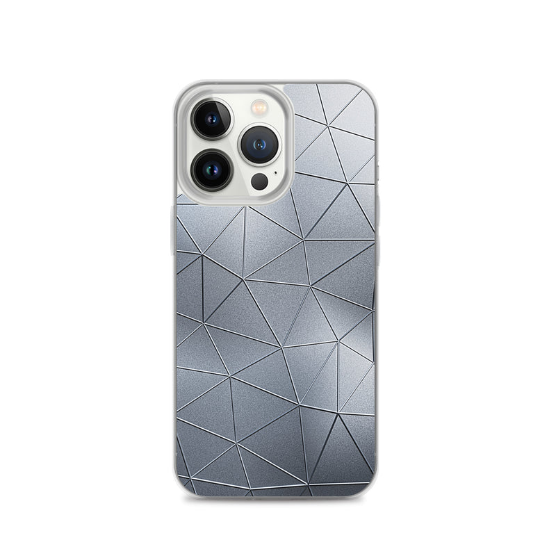 Load image into Gallery viewer, Silver Metal Polygon iPhone Clear Thin Case CREATIVETECH