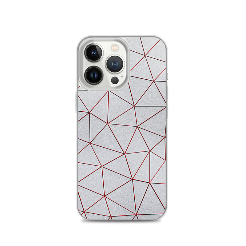 Load image into Gallery viewer, Red Polygon White Leather iPhone Clear Thin Case CREATIVETECH