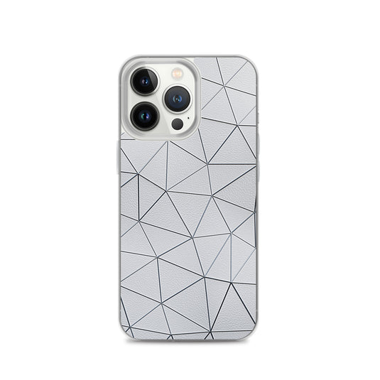 Silver Polygon White Leather iPhone Clear Thin Case CREATIVETECH