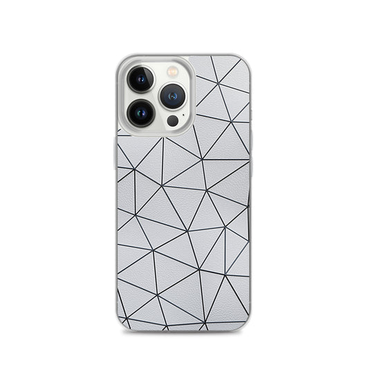 Black Polygon White Leather iPhone Clear Thin Case CREATIVETECH