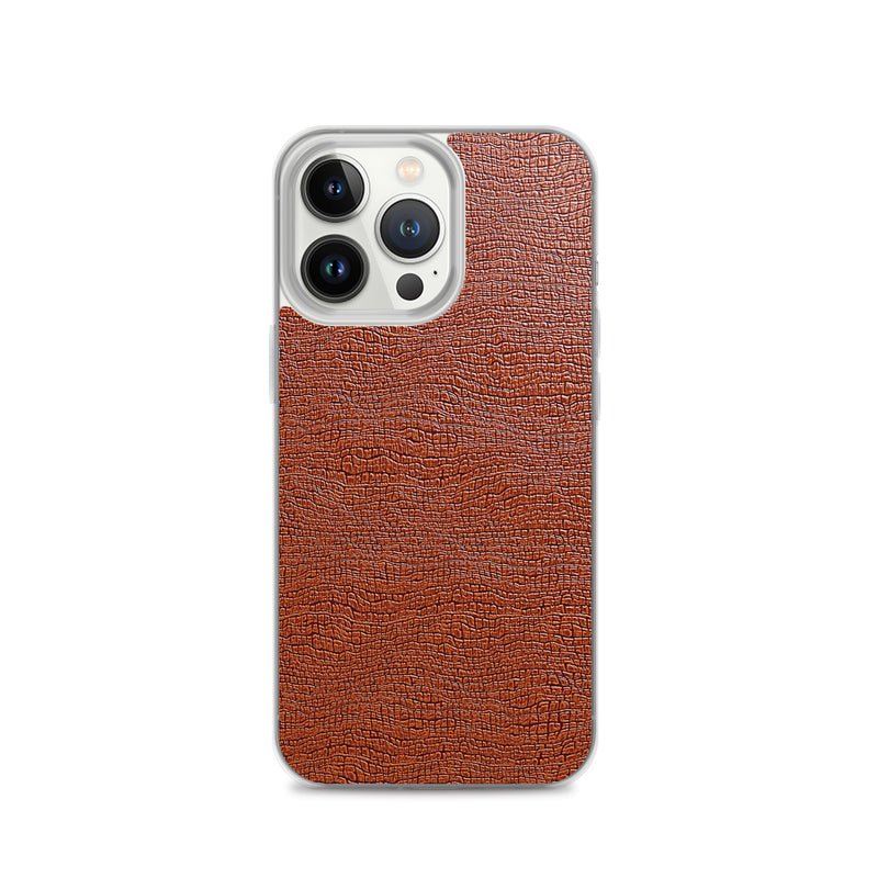 Load image into Gallery viewer, Exotic Brown Leather iPhone Clear Thin Case CREATIVETECH
