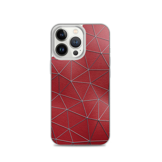 Silver Polygon Red Leather iPhone Clear Thin Case CREATIVETECH