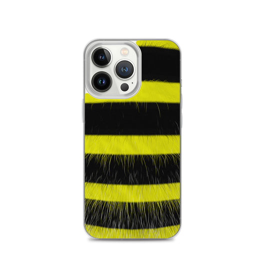 Fluffy Bee Yellow Black iPhone Clear Thin Case CREATIVETECH