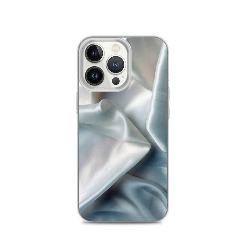 Load image into Gallery viewer, White Satin Pearl Cloth iPhone Clear Thin Case CREATIVETECH