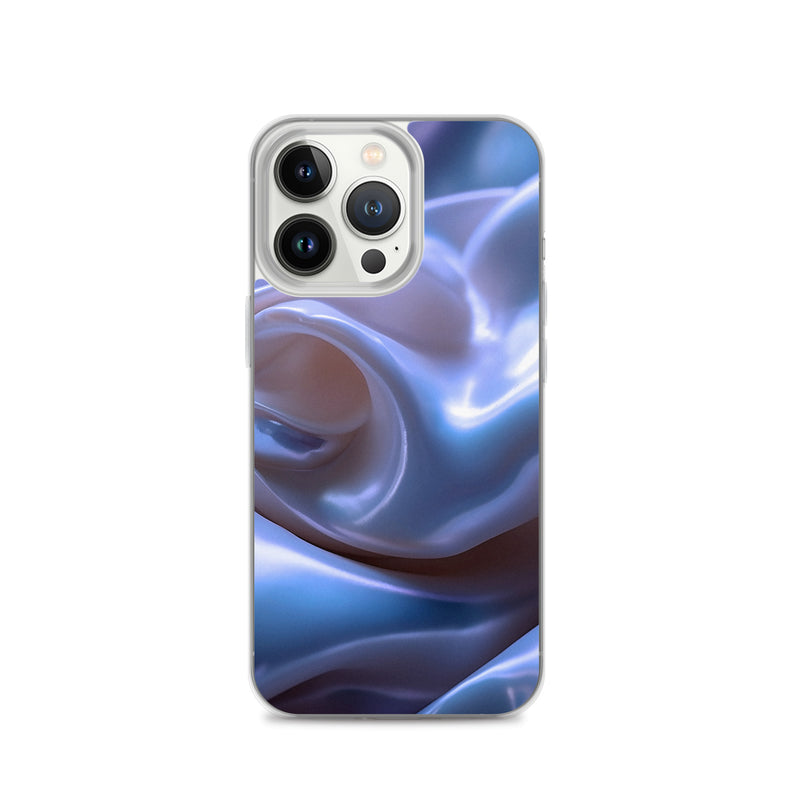 Load image into Gallery viewer, Blue Satin Pearl Cloth iPhone Clear Thin Case CREATIVETECH
