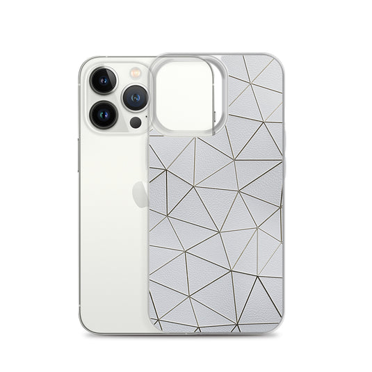 Gold Polygon White Leather iPhone Clear Thin Case CREATIVETECH