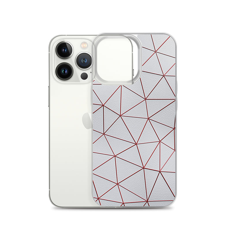 Load image into Gallery viewer, Red Polygon White Leather iPhone Clear Thin Case CREATIVETECH