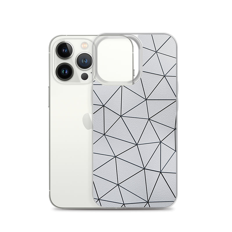 Load image into Gallery viewer, Black Polygon White Leather iPhone Clear Thin Case CREATIVETECH
