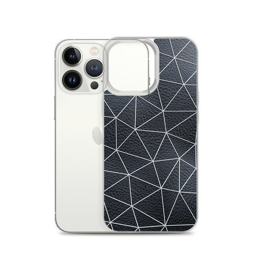 White Polygon Black Leather iPhone Clear Thin Case CREATIVETECH