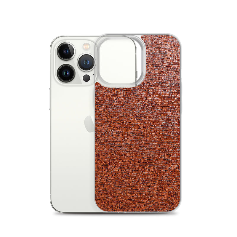 Load image into Gallery viewer, Exotic Brown Leather iPhone Clear Thin Case CREATIVETECH
