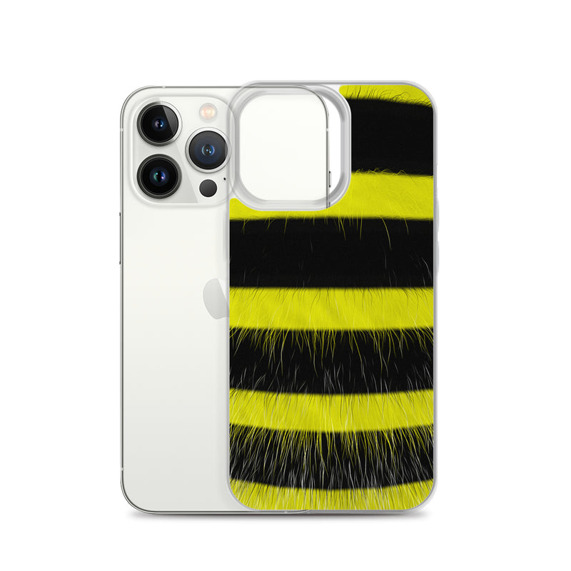 Load image into Gallery viewer, Fluffy Bee Yellow Black iPhone Clear Thin Case CREATIVETECH