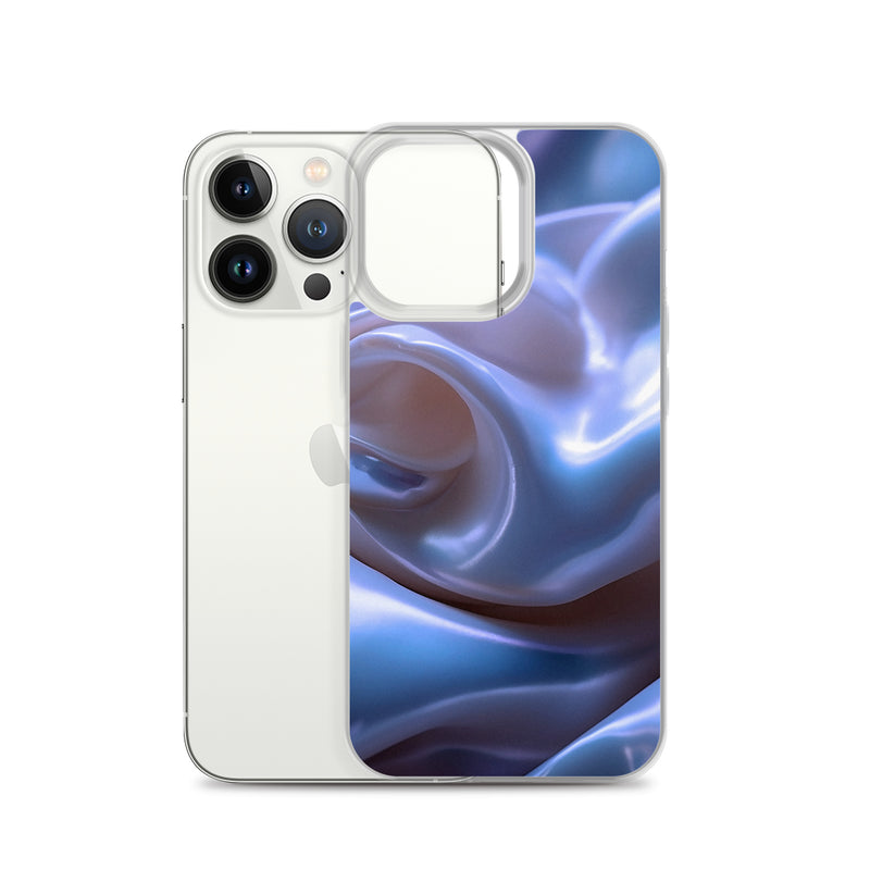 Load image into Gallery viewer, Blue Satin Pearl Cloth iPhone Clear Thin Case CREATIVETECH
