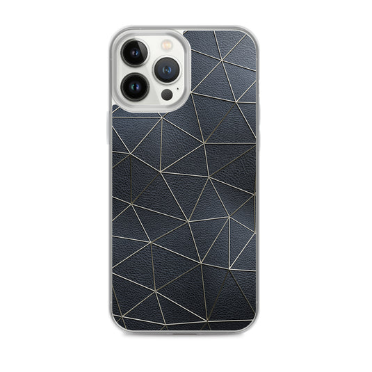 Golden Polygon Black Leather iPhone Clear Thin Case CREATIVETECH