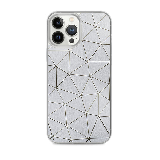 Gold Polygon White Leather iPhone Clear Thin Case CREATIVETECH