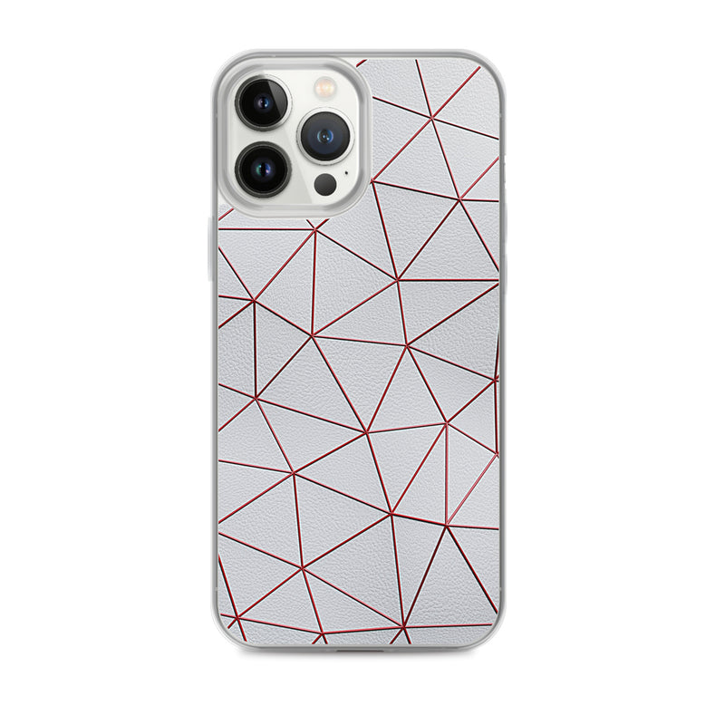 Load image into Gallery viewer, Red Polygon White Leather iPhone Clear Thin Case CREATIVETECH