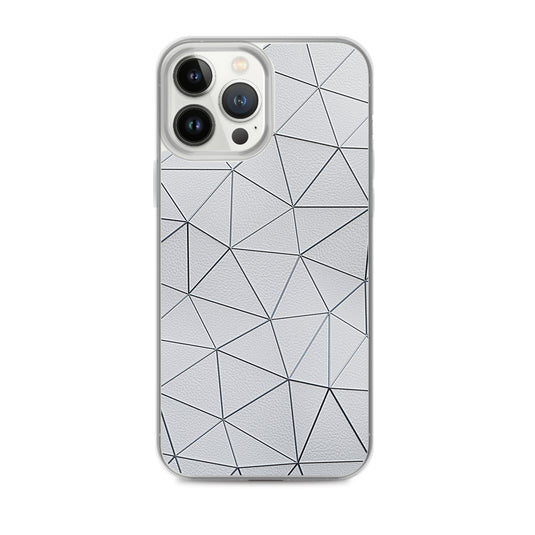 Silver Polygon White Leather iPhone Clear Thin Case CREATIVETECH