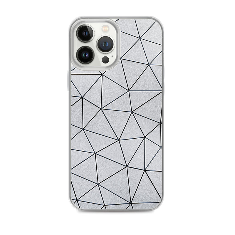 Load image into Gallery viewer, Black Polygon White Leather iPhone Clear Thin Case CREATIVETECH
