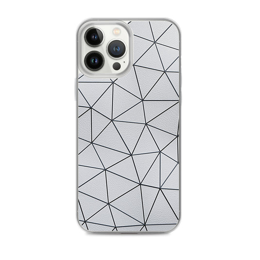 Black Polygon White Leather iPhone Clear Thin Case CREATIVETECH