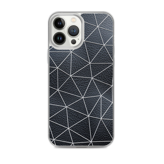 White Polygon Black Leather iPhone Clear Thin Case CREATIVETECH