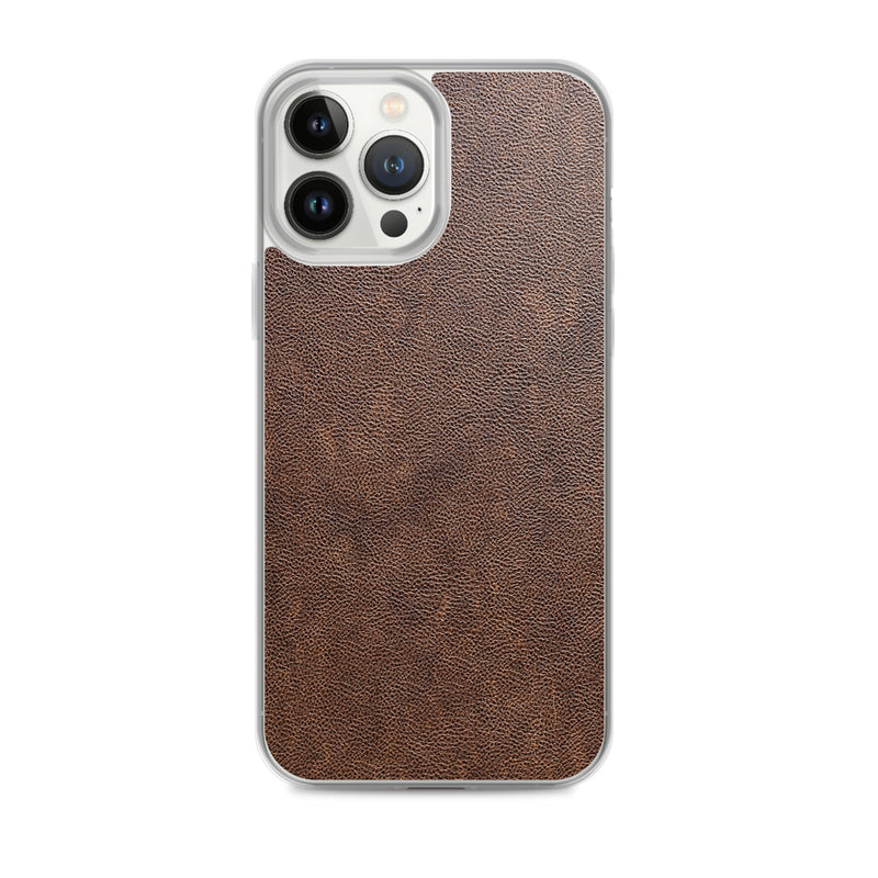 Load image into Gallery viewer, Light Brown Leather iPhone Clear Thin Case CREATIVETECH
