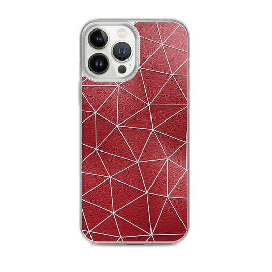 White Polygon Red Leather iPhone Clear Thin Case CREATIVETECH