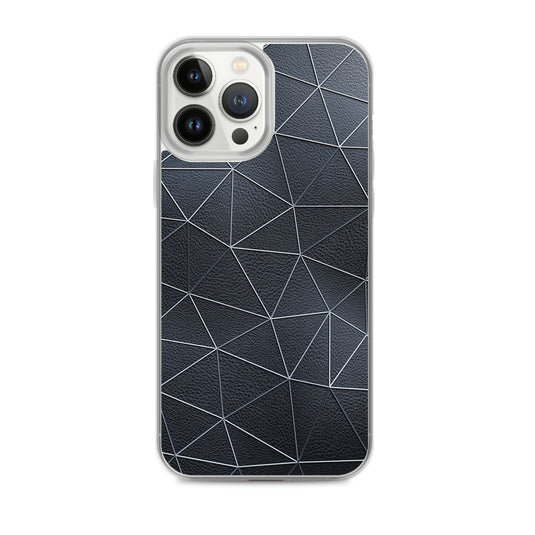 Silver Polygon Black Leather iPhone Clear Thin Case CREATIVETECH