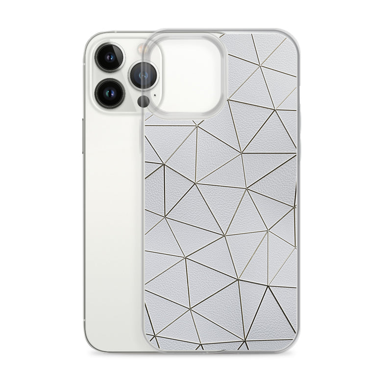 Load image into Gallery viewer, Gold Polygon White Leather iPhone Clear Thin Case CREATIVETECH
