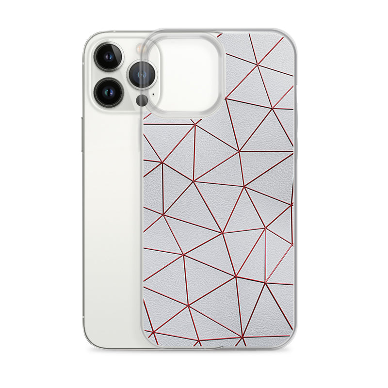 Load image into Gallery viewer, Red Polygon White Leather iPhone Clear Thin Case CREATIVETECH