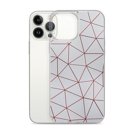 Red Polygon White Leather iPhone Clear Thin Case CREATIVETECH