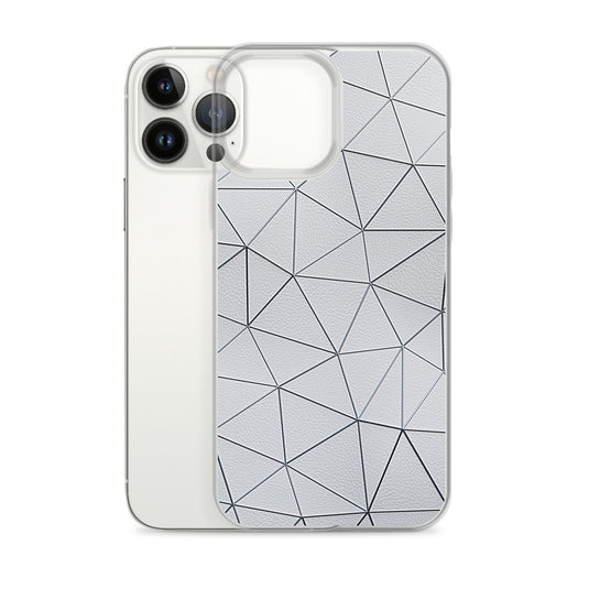 Silver Polygon White Leather iPhone Clear Thin Case CREATIVETECH