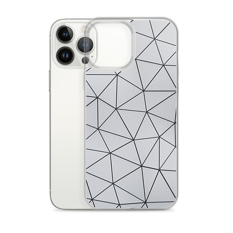 Load image into Gallery viewer, Black Polygon White Leather iPhone Clear Thin Case CREATIVETECH
