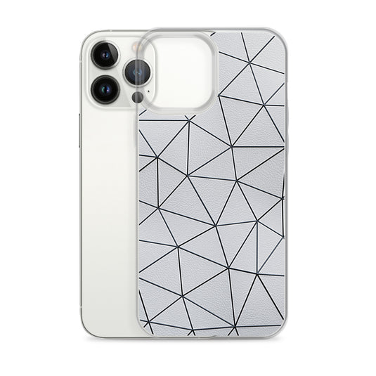 Black Polygon White Leather iPhone Clear Thin Case CREATIVETECH