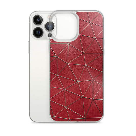 Golden Polygon Red Leather iPhone Clear Thin Case CREATIVETECH