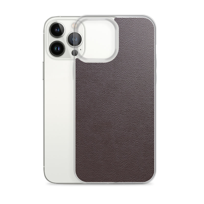 Load image into Gallery viewer, Dark Brown Leather iPhone Clear Thin Case CREATIVETECH
