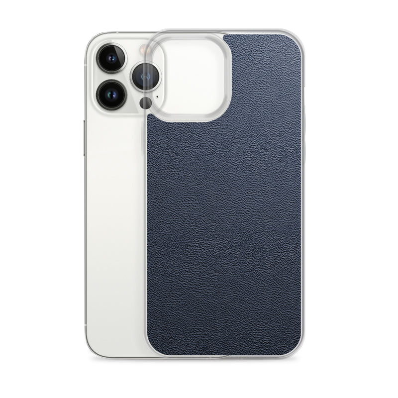 Load image into Gallery viewer, Dark Blue Leather iPhone Clear Thin Case CREATIVETECH
