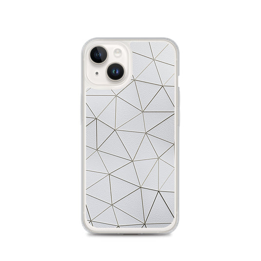 Gold Polygon White Leather iPhone Clear Thin Case CREATIVETECH