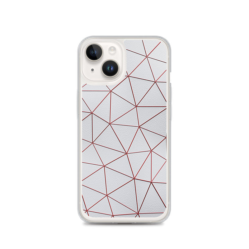 Load image into Gallery viewer, Red Polygon White Leather iPhone Clear Thin Case CREATIVETECH
