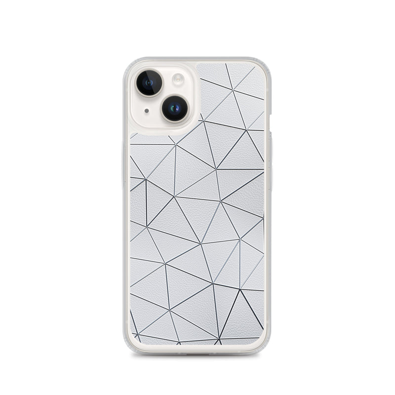 Load image into Gallery viewer, Silver Polygon White Leather iPhone Clear Thin Case CREATIVETECH