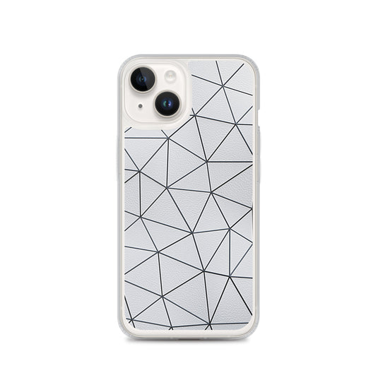 Black Polygon White Leather iPhone Clear Thin Case CREATIVETECH