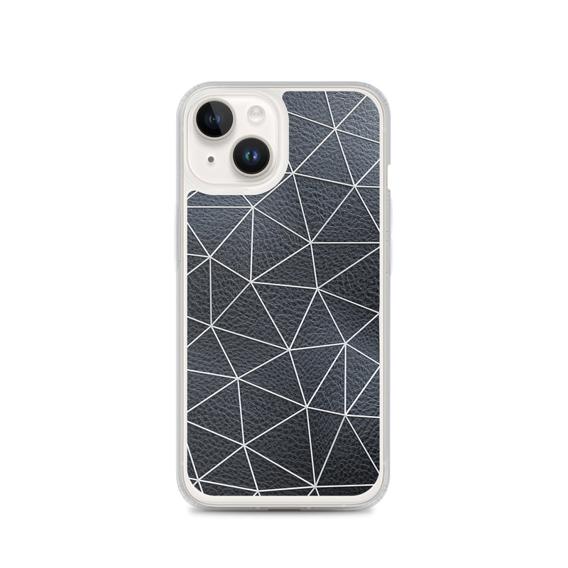 Load image into Gallery viewer, White Polygon Black Leather iPhone Clear Thin Case CREATIVETECH