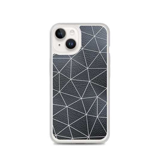 White Polygon Black Leather iPhone Clear Thin Case CREATIVETECH