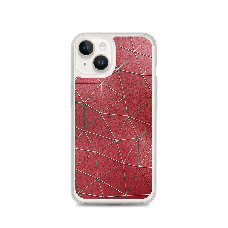 Load image into Gallery viewer, Golden Polygon Red Leather iPhone Clear Thin Case CREATIVETECH
