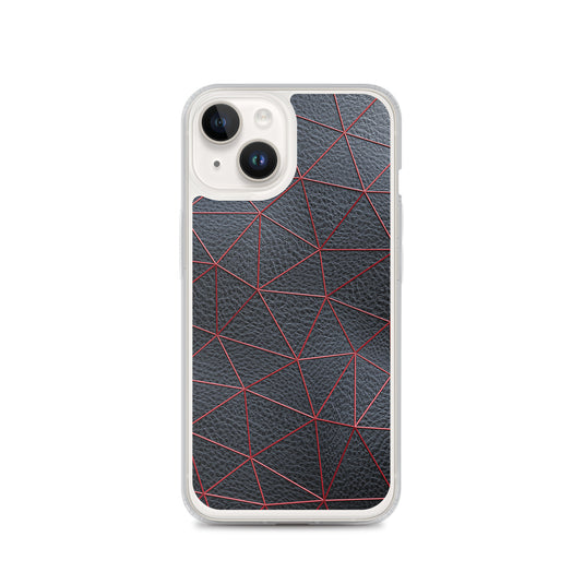 Red Polygon Black Leather iPhone Clear Thin Case CREATIVETECH