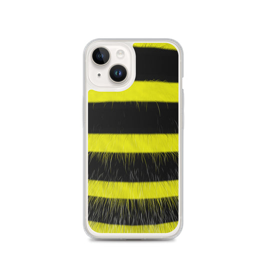 Fluffy Bee Yellow Black iPhone Clear Thin Case CREATIVETECH