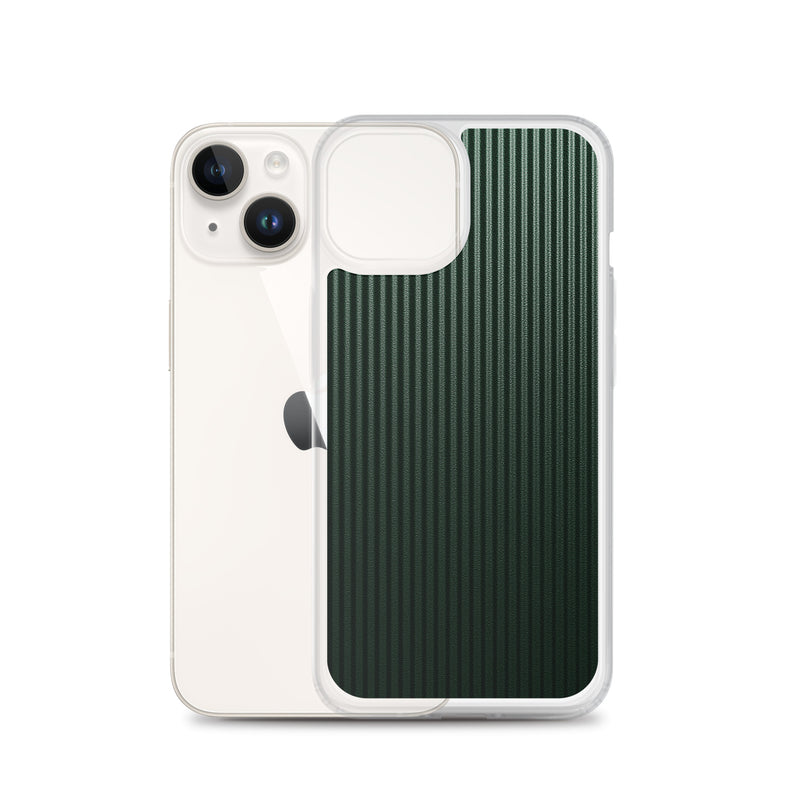 Load image into Gallery viewer, Dark Green Striped Carbon Fiber iPhone Clear Thin Case CREATIVETECH